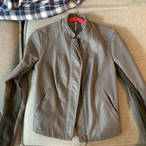 Free people gray faux leather jacket